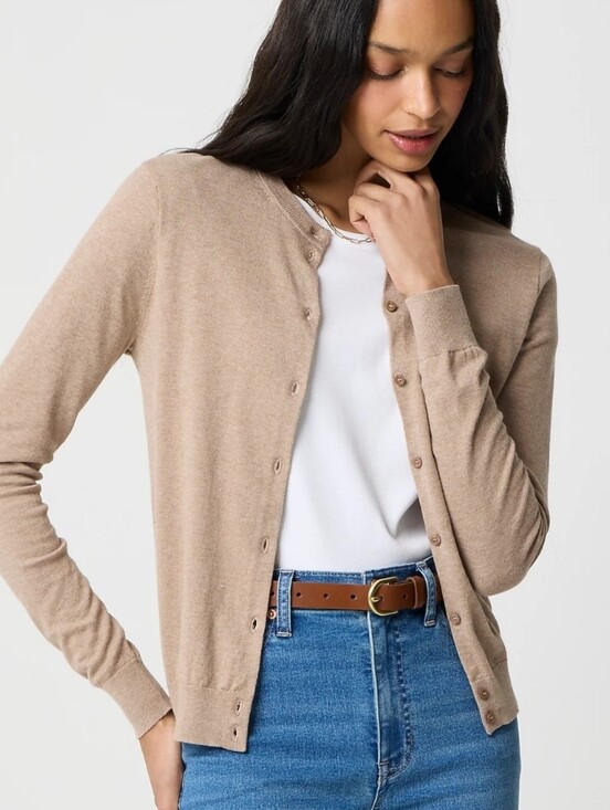 J. Crew Sweaters - J. Crew Beige Button-Front Classic cotton cardigan sweater